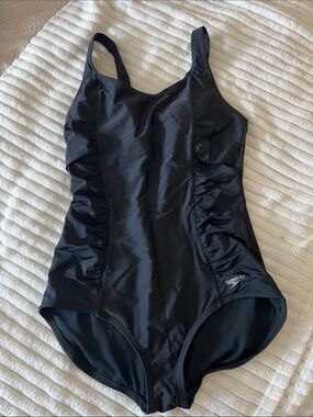 Speedo Black Ruched Side One-Piece Swimsuit Large